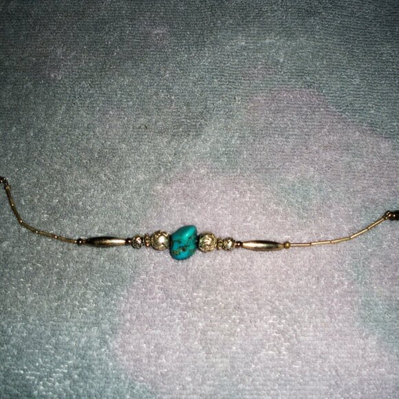 Turquoise stone and antique silver beaded bracelet - Picture 4 of 4